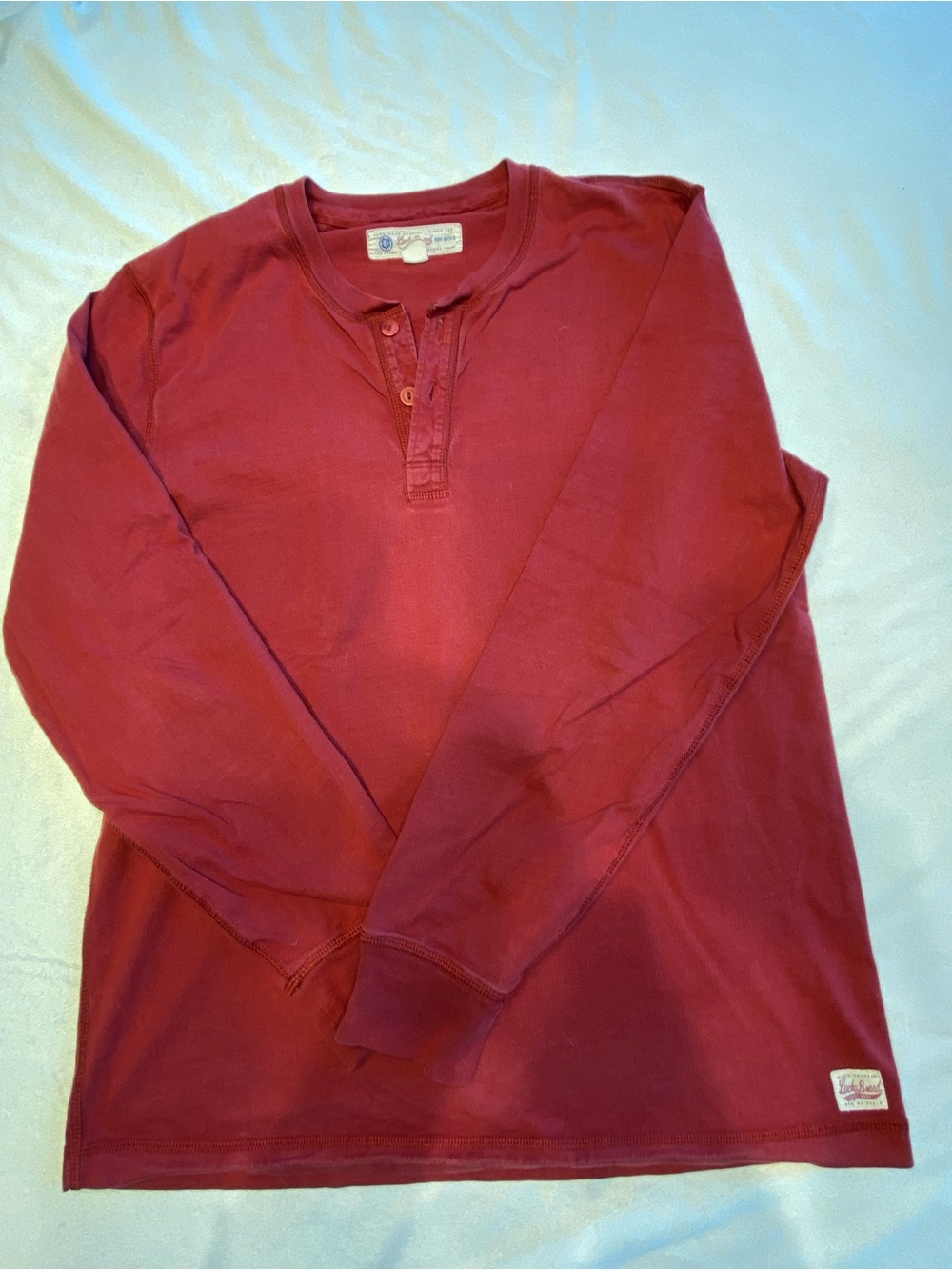 Lucky Brand Men's Long Sleeve Henley in Deep Red